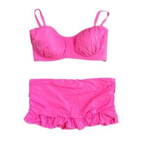 Coco Rave Pink Bikini Set Skirted Bottom Underwire DD Cup 34/36 Barbiecore